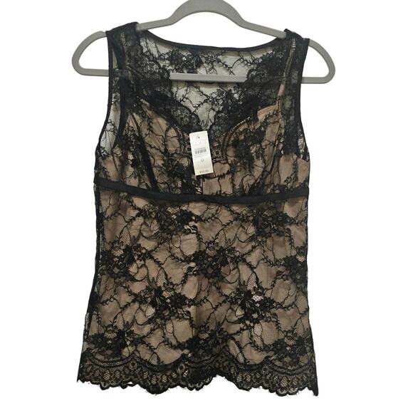 Ann Taylor LOFT Tops - Ann Taylor LOFT NWT sz6 sexy BlackLace see through Blouse Lace Tanktop Sleveless
